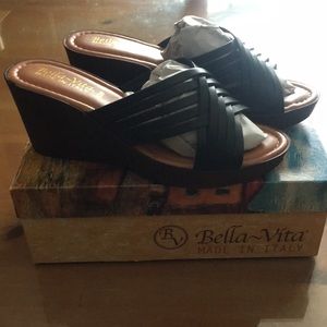 Woman’s Black Leather Slip-ons 10 wide